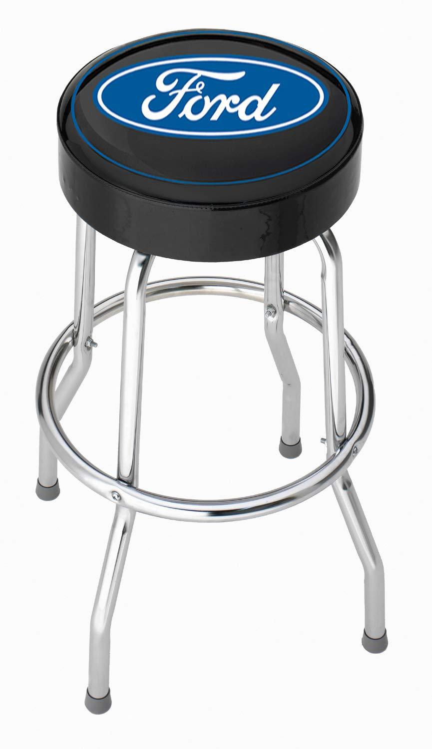PLASTICOLOR 004751R01 Ford Oval Logo Garage Stool,Black w/Blue Logo - High quality product image showing PLASTICOLOR 004751R01 Ford Oval Logo Garage Stool,Black w/Blue Logo details and features