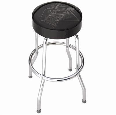 PLASTICOLOR 004779R01 Stool; Garage Stools; Round Black Vinyl Seat With Darth Vader Face; Non-Swivel; 4 Steel Legs; Without Back - The Twister Group product