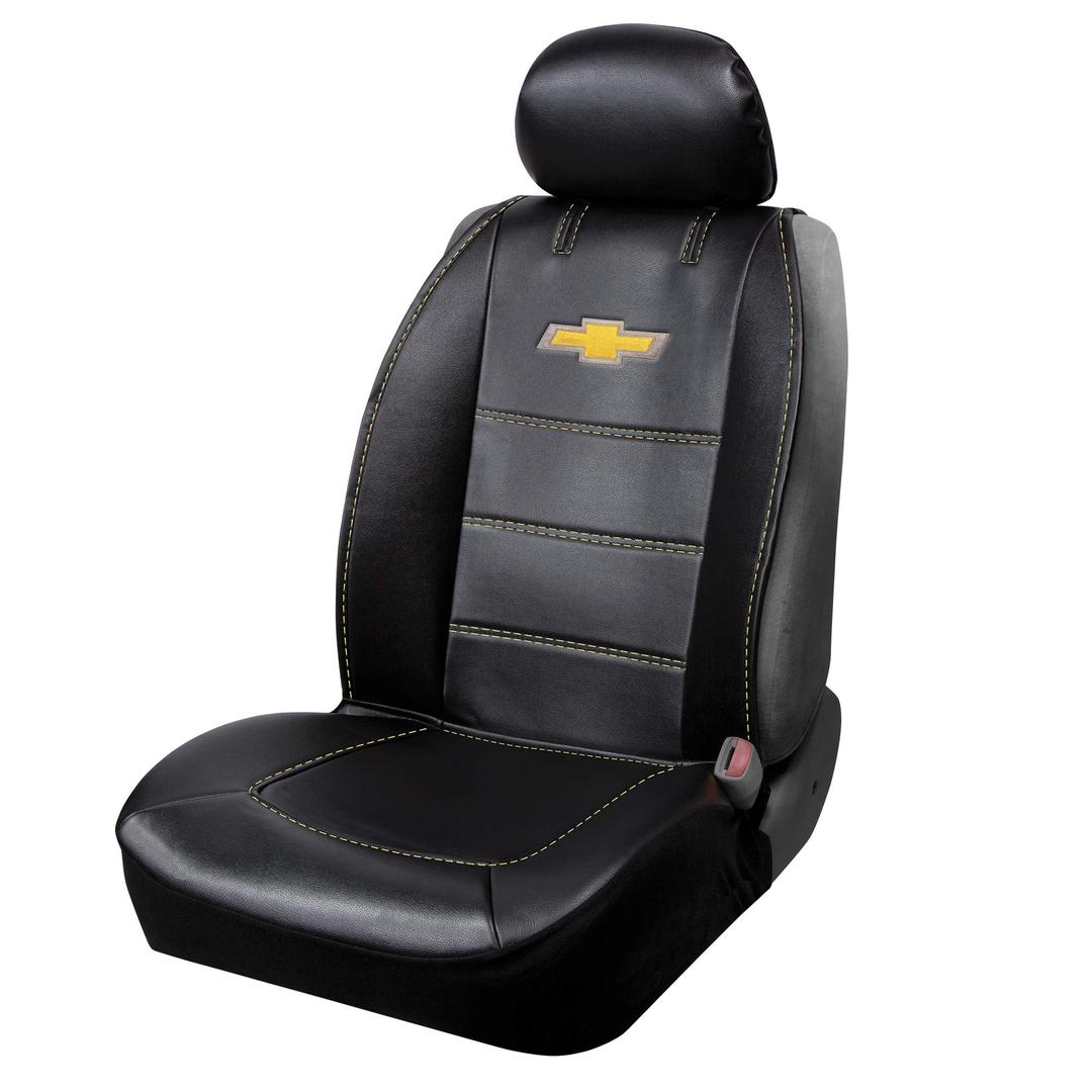 PLASTICOLOR 008626R01 Deluxe Seat Cover Compatible with Chevrolet Embroidered Logo High Contrast Stitching Premium 3pc Sideless, Black - The Twister Group Tools product