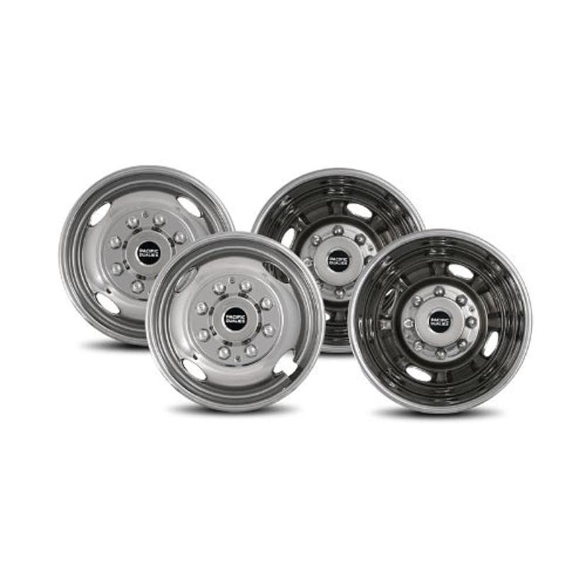 PACIFIC DUALIES 38-1608 Polished 16 Inch 8 Lug Stainless Steel Wheel Simulator Kit for 1974-2000 Chevy GMC 3500, 1974-1998 Ford F350, 2008-2021 Ford E350/E450 Van, 1974-1999 Dodge Ram 3500