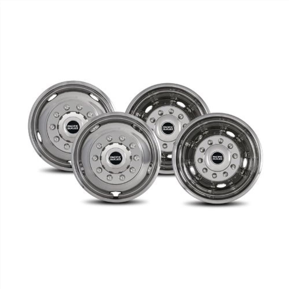 PACIFIC DUALIES 43-1950 Polished 19.5 Inch 10 Lug Stainless Steel Wheel Simulator Kit for 2005-2021 Ford F450/F550 Truck (Does not fil RV/Motorhome), GRAY - High quality product image showing PACIFIC DUALIES 43-1950 Polished 19.5 Inch 10 Lug Stainless Steel Wheel Simulator Kit for 2005-2021 Ford F450/F550 Truck (Does not fil RV/Motorhome), GRAY details and features