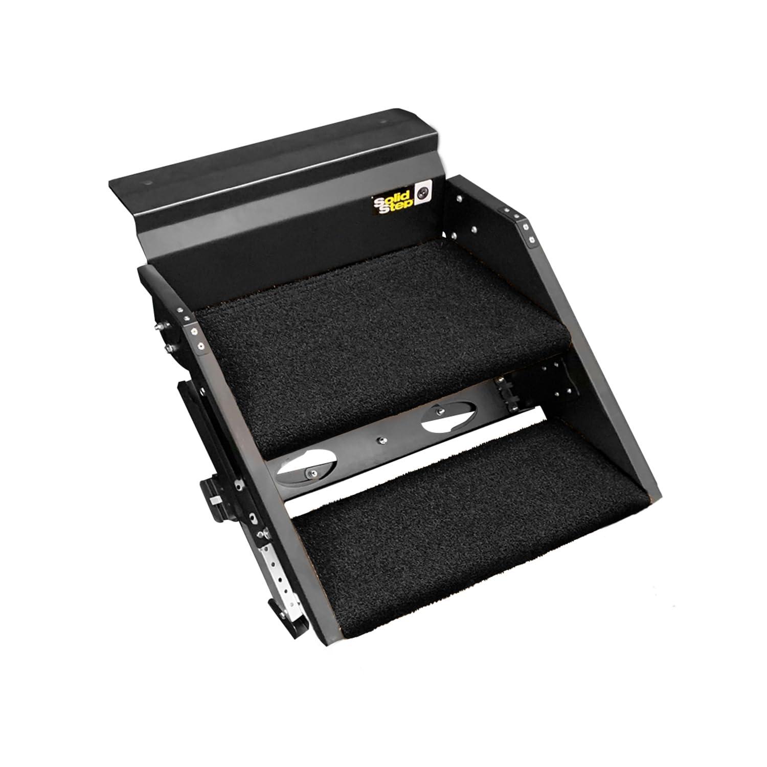PREST-O-FIT 2-0272 Trailhead Step Rug 24.125 in. W (2 Pc Set) Fits Lippert Solid Step 2 Step - Obsidian Black - High quality product image showing PREST-O-FIT 2-0272 Trailhead Step Rug 24.125 in. W (2 Pc Set) Fits Lippert Solid Step 2 Step - Obsidian Black details and features