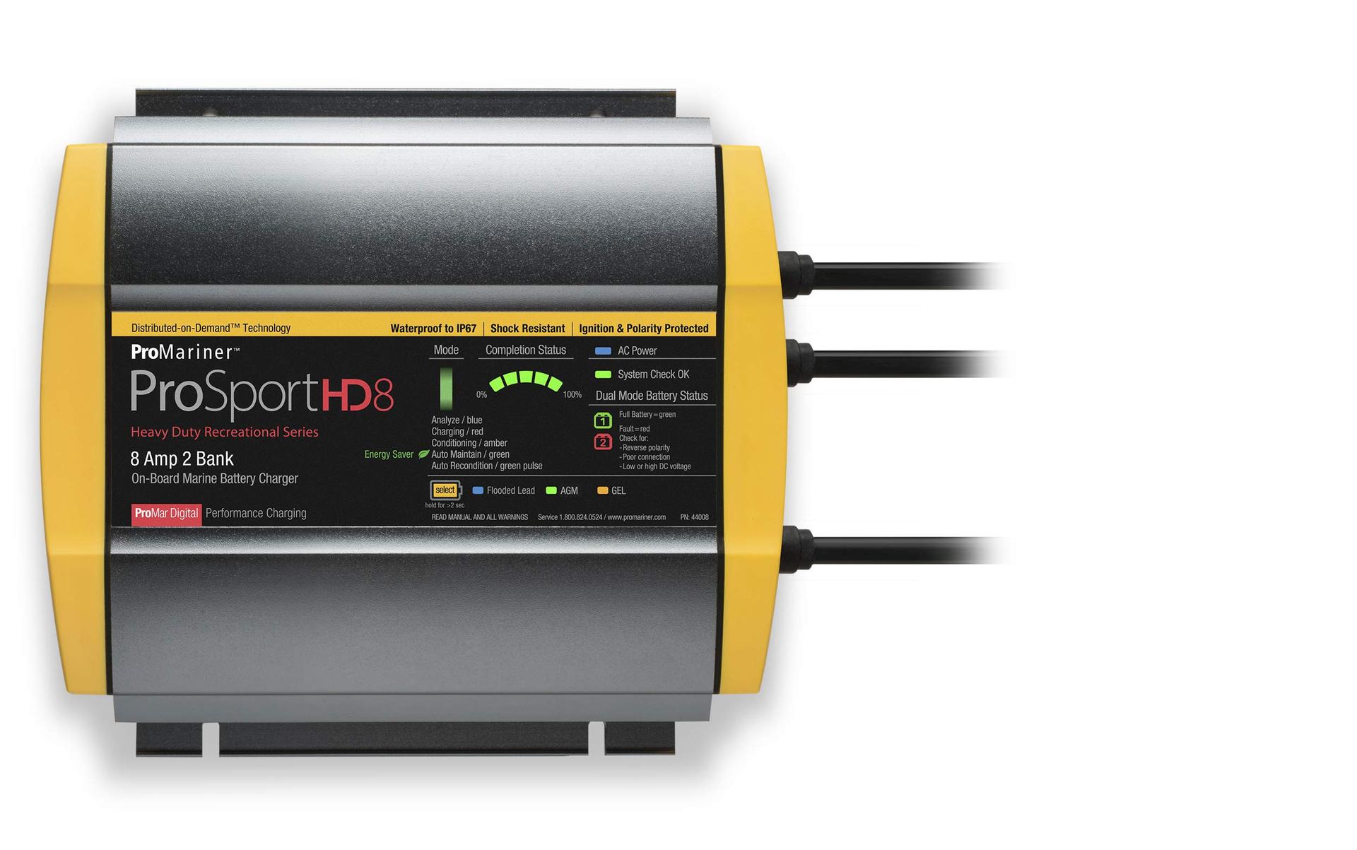 PROMARINER 44008 ProSport HD Waterproof Marine Battery Charger, 8 Amp, 2 Bank - High quality product image showing PROMARINER 44008 ProSport HD Waterproof Marine Battery Charger, 8 Amp, 2 Bank details and features