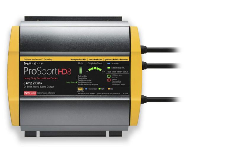 PROMARINER 44008 ProSport HD Waterproof Marine Battery Charger, 8 Amp, 2 Bank