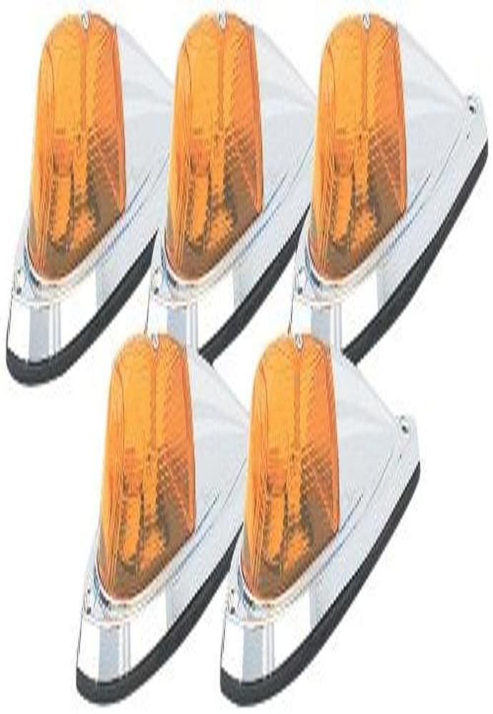 PACER PERFORMANCE 20-105 Hi-Five Amber Deluxe Chrome Teardrop Style Cab Roof Light Kit (Pack of 5) - High quality product image showing PACER PERFORMANCE 20-105 Hi-Five Amber Deluxe Chrome Teardrop Style Cab Roof Light Kit (Pack of 5) details and features