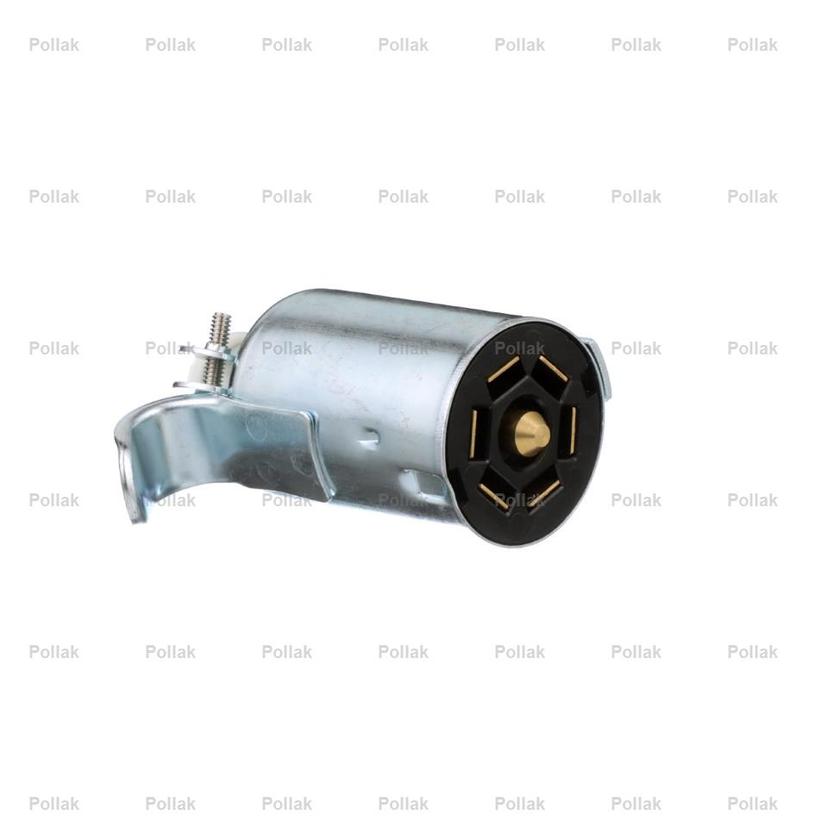 POLLAK 12-702E 7-WAY RV CONNECTOR METAL, Trailer Side; 7-Way Round Plug Side; Metal; Bulk