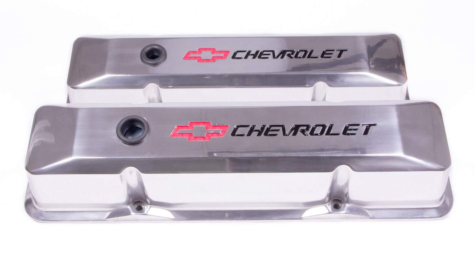 PROFORM 141-108 Valve Cover, Die-Cast, Tall, Baffled, Breather Hole, Recessed Chevrolet Bowtie Logo, Aluminum, Polished, Small Block Chevy, Pair - High quality product image showing PROFORM 141-108 Valve Cover, Die-Cast, Tall, Baffled, Breather Hole, Recessed Chevrolet Bowtie Logo, Aluminum, Polished, Small Block Chevy, Pair details and features