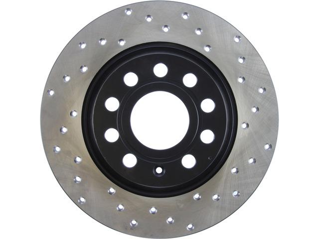 STOP TECH 128.33129L Brake Rotor; SportStop Drilled; One Piece Design; Wheel Bolt Pattern 5 x 112 Millimeter; 282 Millimeter Outside Diameter x 48.2 Millimeter Height x 12 Millimeter Nominal Thickness; 65 Millimeter Hub Inside Diameter - The Twister Group Tools product