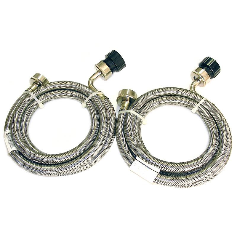 PINNACLE 182826 Clothes Washer/ Dryer Inlet Hose; Reinforced; 5 Foot Length; With Stainless One Straight End And One Stainless 90 Degree End; Braided Stainless Steel; Set Of 2 - High quality product image showing PINNACLE 182826 Clothes Washer/ Dryer Inlet Hose; Reinforced; 5 Foot Length; With Stainless One Straight End And One Stainless 90 Degree End; Braided Stainless Steel; Set Of 2 details and features