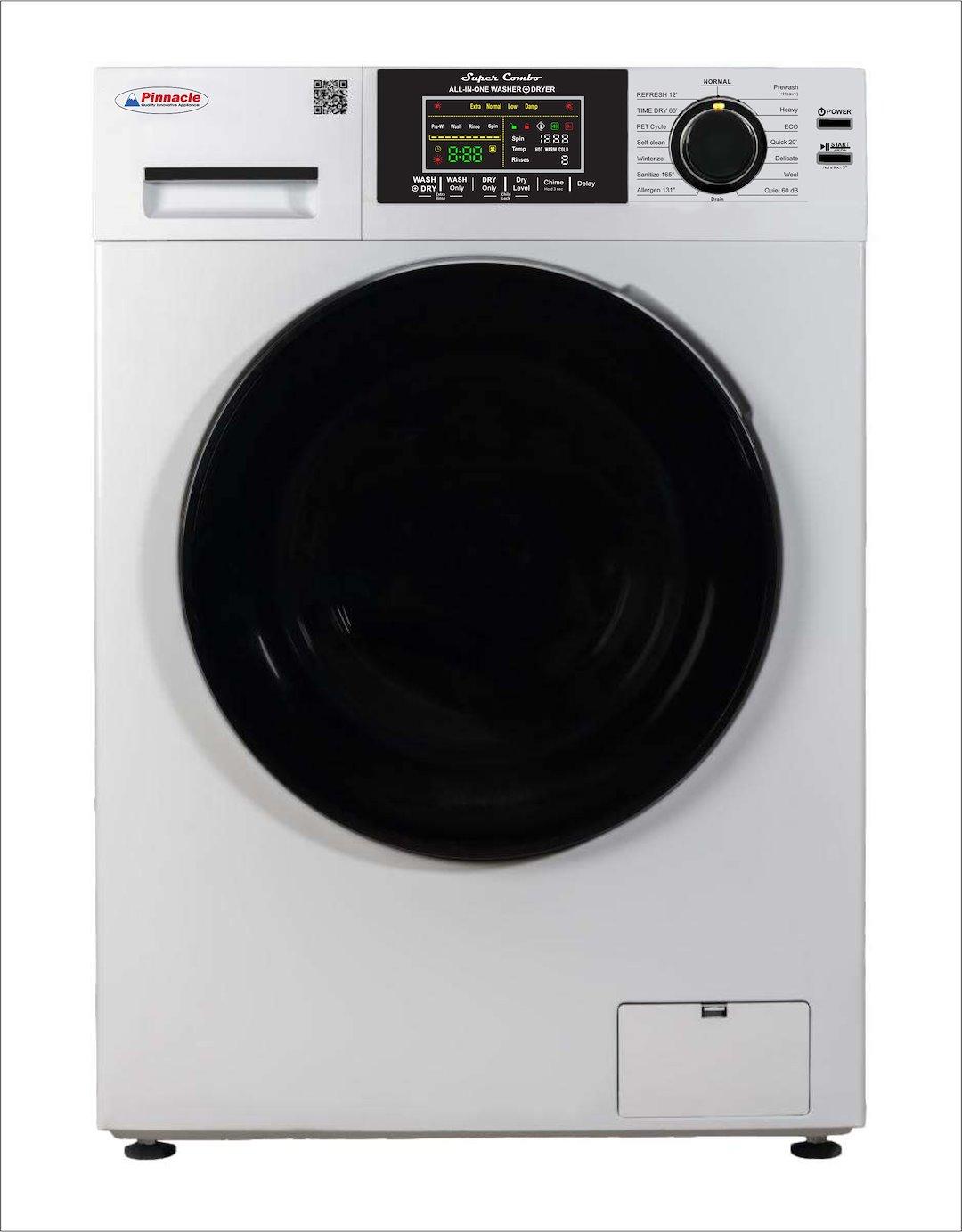 PINNACLE 23-4800 V WHITE COMBO WASHER DRYER VENTED WHITE, Front Load; 26 Inch Width x 36 Inch Height x 25 Inch Depth; White; 15 Pound Maximum Load Capacity; 10 Wash Cycles And 3 Dry Cycles; Vented Drying System; 15 Amp/ 110 Volt; 1400 RPM - The Twister Group Tools product