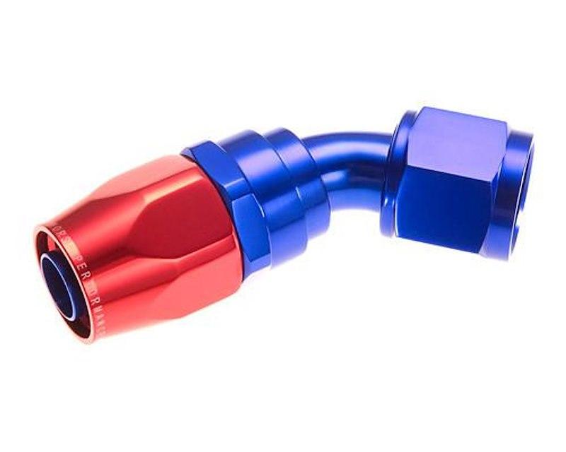 REDHORSE 1045-06-1 Hose End Fitting; 1045 Series; -6 AN Hose; -6 AN Outlet; 45 Degree; Anodized; Red/ Blue; Aluminum; Single
