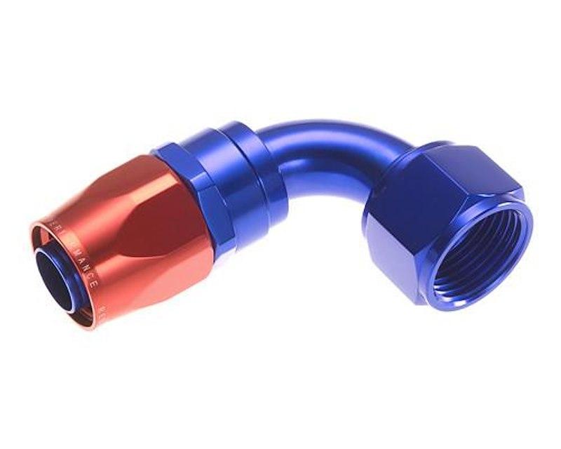 REDHORSE 1090-06-1 Hose End Fitting; 1090 Series; -6 AN Hose; -6 AN Outlet; 90 Degree; Anodized; Red/ Blue; Aluminum; Single