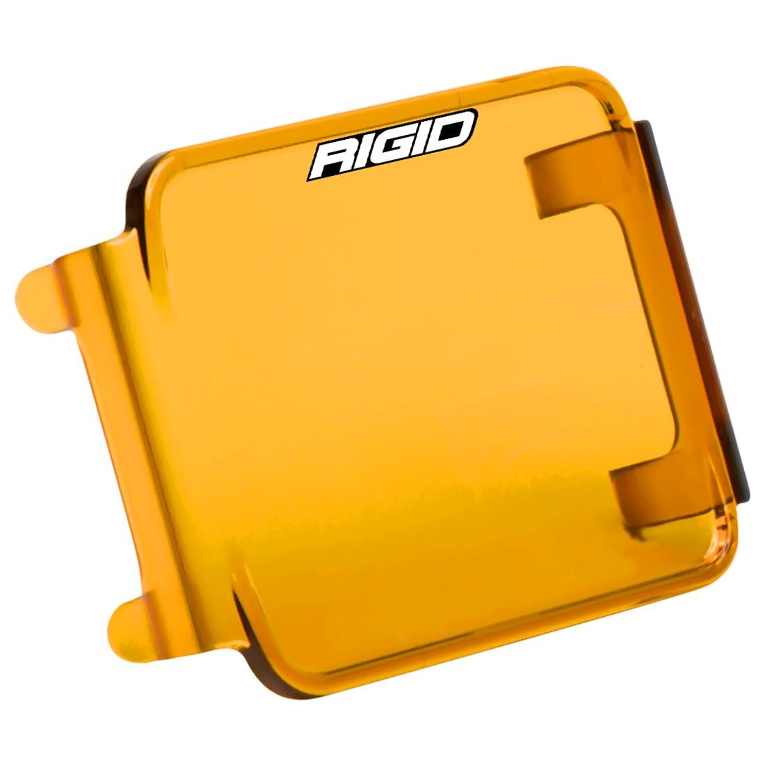 RIGID 201933 Driving/ Fog Light Cover; D-Series (Dually); 3-3/16 Inch Square; Amber; Polycarbonate; With Rigid Industries Text; Single - High quality product image showing RIGID 201933 Driving/ Fog Light Cover; D-Series (Dually); 3-3/16 Inch Square; Amber; Polycarbonate; With Rigid Industries Text; Single details and features