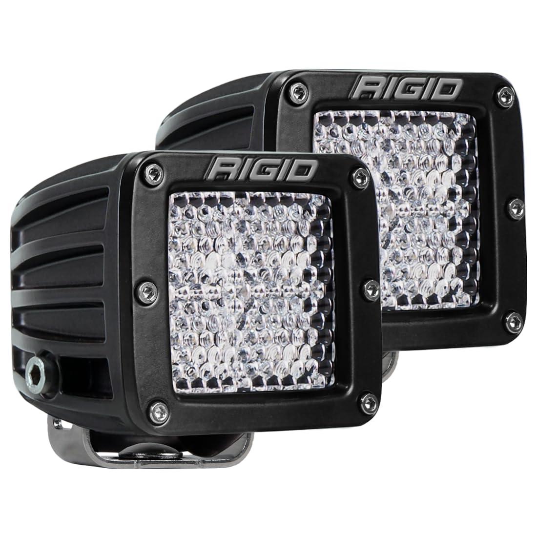 RIGID 202513 D Series PRO Flood Diffused Beam Surface Mount LED Lights, 3 Inch LED Off Roading Black Housing Lights, Easy to Install, Off Roading Accessories, 50,000 Hour Lifespan (Pair) - High quality product image showing RIGID 202513 D Series PRO Flood Diffused Beam Surface Mount LED Lights, 3 Inch LED Off Roading Black Housing Lights, Easy to Install, Off Roading Accessories, 50,000 Hour Lifespan (Pair) details and features