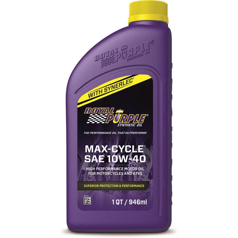 ROYAL PURPLE 01315 Max-Cycle SAE 10W-40 High Performance Motor Oil for Motorcycles & ATVs - 1 Quart
