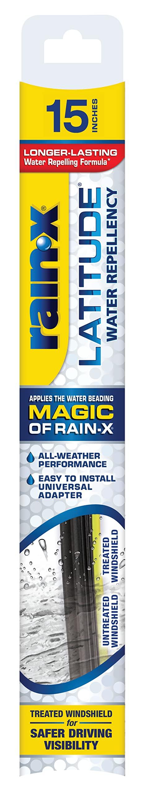 RAIN-X 5079273-2 Latitude 2-In-1 Water Repellent Wiper Blades, 15 Inch (Pack Of 1), Automotive Replacement Windshield Wipers With Patented Repellency Formula. - High quality product image showing RAIN-X 5079273-2 Latitude 2-In-1 Water Repellent Wiper Blades, 15 Inch (Pack Of 1), Automotive Replacement Windshield Wipers With Patented Repellency Formula. details and features