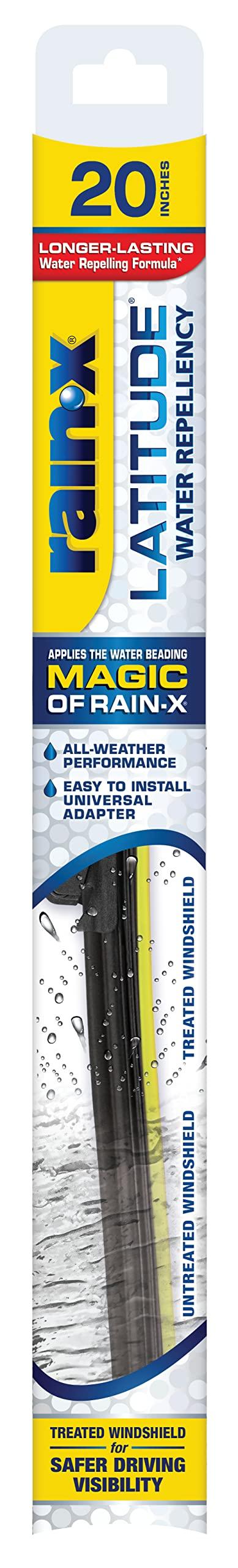 RAIN-X 5079277-2 Latitude 2-In-1 Water Repellent Wiper Blades, 20 Inch Windshield Wipers (Pack Of 1), Automotive Replacement Windshield Wiper Blades With Patented Repellency Formula - High quality product image showing RAIN-X 5079277-2 Latitude 2-In-1 Water Repellent Wiper Blades, 20 Inch Windshield Wipers (Pack Of 1), Automotive Replacement Windshield Wiper Blades With Patented Repellency Formula details and features