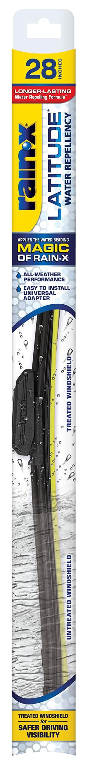 RAIN-X 5079282-2 Latitude 2-In-1 Water Repellent Wiper Blades, 28 Inch Windshield Wipers (Pack Of 1), Automotive Replacement Windshield Wiper Blades With Patented Repellency Formula - High quality product image showing RAIN-X 5079282-2 Latitude 2-In-1 Water Repellent Wiper Blades, 28 Inch Windshield Wipers (Pack Of 1), Automotive Replacement Windshield Wiper Blades With Patented Repellency Formula details and features