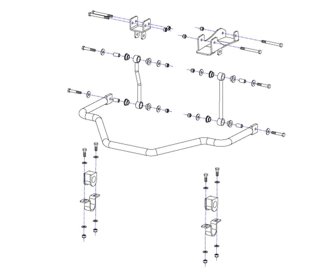 ROADMASTER 1129-145 REAR SWAY BAR RAM 2019-2022, 1-5/8 Inch Rear Bar Diameter; Cadmium Plated; Chromoly Steel; With Bushings/ Bushing Clamps/ Aqua Lube Grease - The Twister Group Tools product