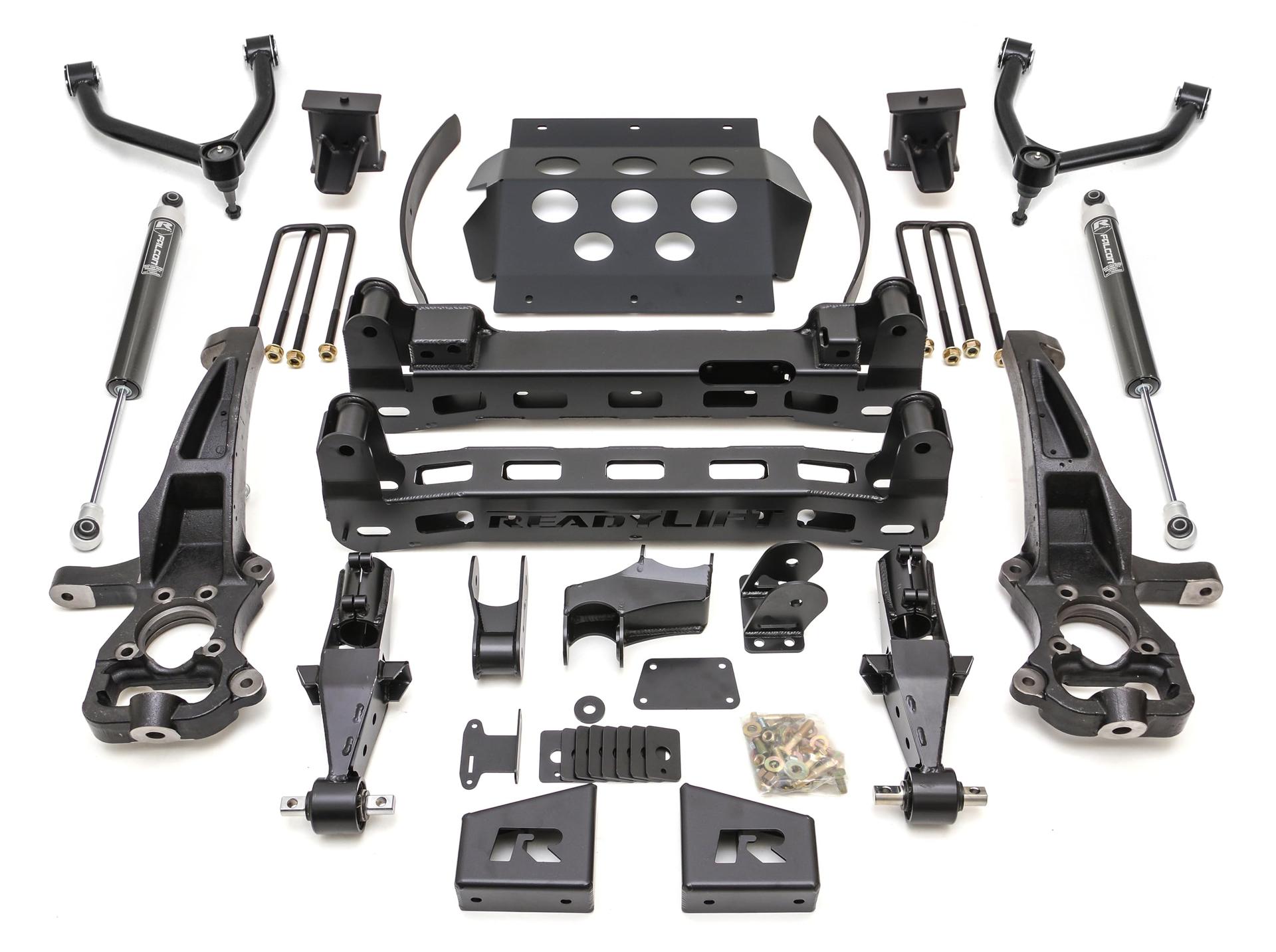 READYLIFT 44-39805 Big Lift Kit w/Shocks; 8 in. Lift; w/Upper Control Arms And Rear Falcon 1.1 Monotube Shocks - High quality product image showing READYLIFT 44-39805 Big Lift Kit w/Shocks; 8 in. Lift; w/Upper Control Arms And Rear Falcon 1.1 Monotube Shocks details and features