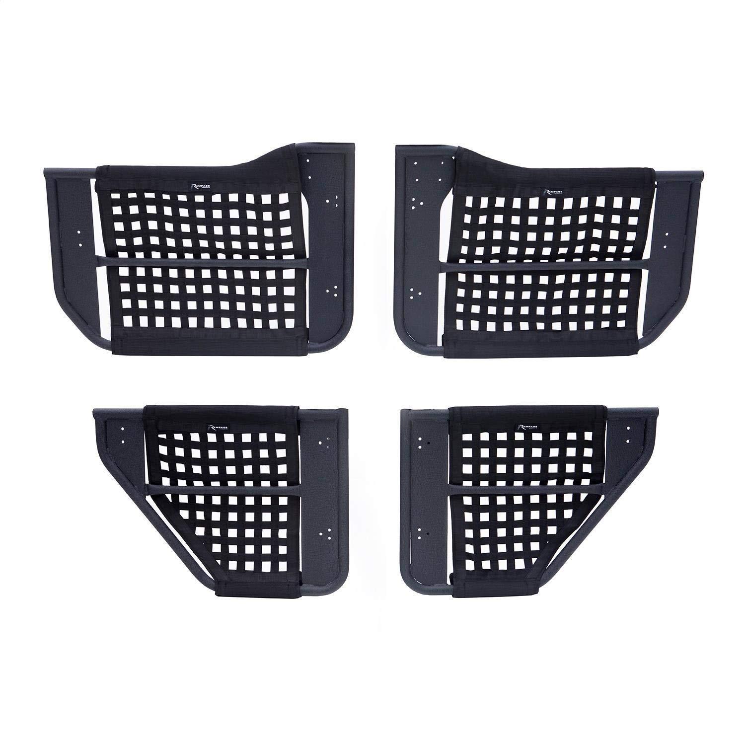 RAMPAGE 7684 Trail Doors for Jeep Wrangler JK | 4-Piece Set, Removable Mesh Net, Steel, Black Fits 2007-2018 Jeep Wrangler JKU 4-Door - High quality product image showing RAMPAGE 7684 Trail Doors for Jeep Wrangler JK | 4-Piece Set, Removable Mesh Net, Steel, Black Fits 2007-2018 Jeep Wrangler JKU 4-Door details and features