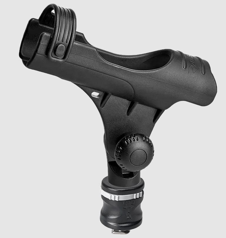 RAILBLAZA 08-0086-11 ROD HOLDER R WITH MINIPORT TRACMOUN, Track Mount; Holds Single Rod; Compatible With Spinning/ Bait Casting/ Fly Reels; Black; UV Stabilized Fiberglass Reinforced Plastic; 7.2 Inch Width x 2.9 Inch Depth - The Twister Group Tools product