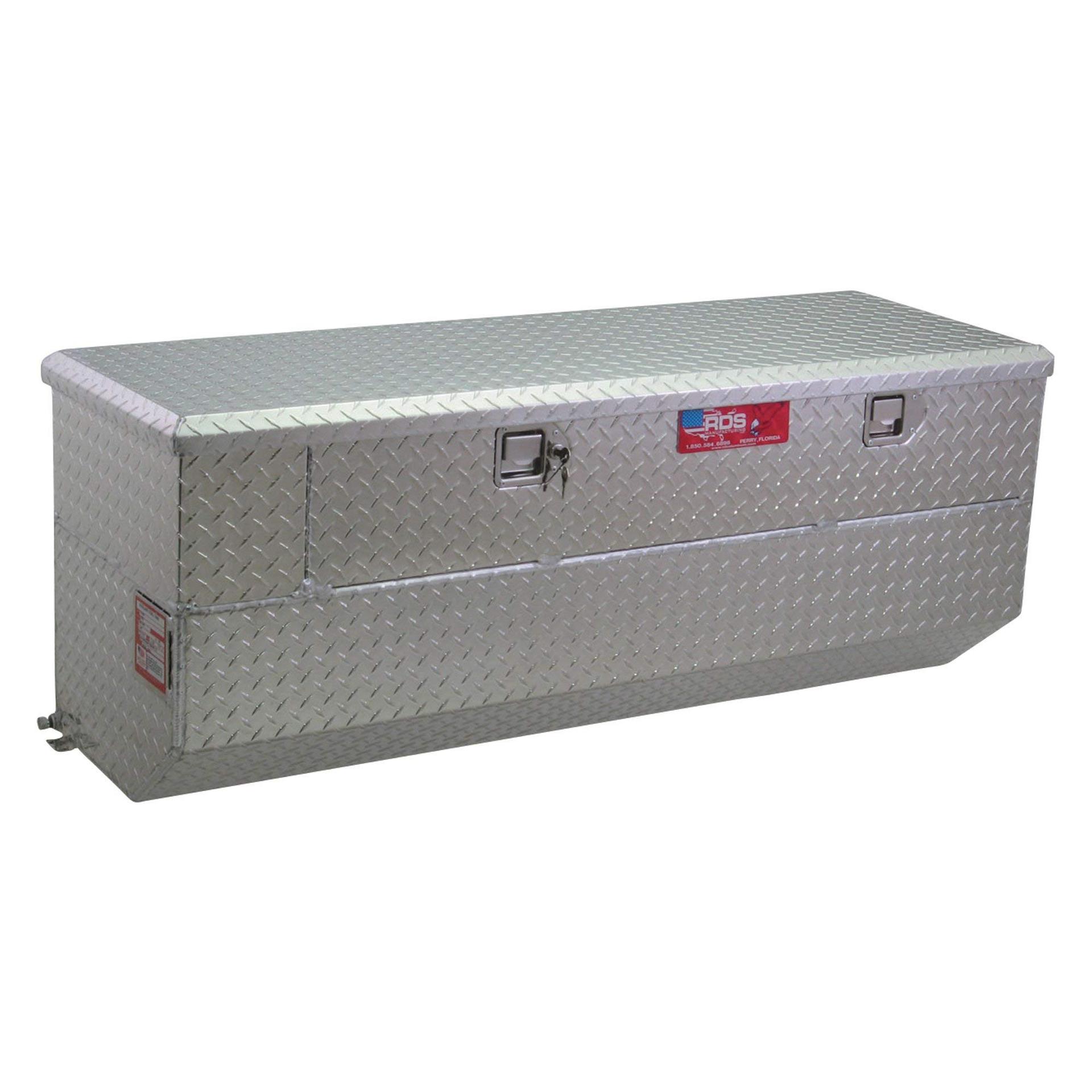 RDS 72773 Auxiliary Fuel Tank; DOT Approved; Diesel; 41 Gallon Capacity; Rectangle; 55 Inch Length x 18 Inch Width x 21-3/4 Inch Height; Diamond Tread; Aluminum - High quality product image showing RDS 72773 Auxiliary Fuel Tank; DOT Approved; Diesel; 41 Gallon Capacity; Rectangle; 55 Inch Length x 18 Inch Width x 21-3/4 Inch Height; Diamond Tread; Aluminum details and features