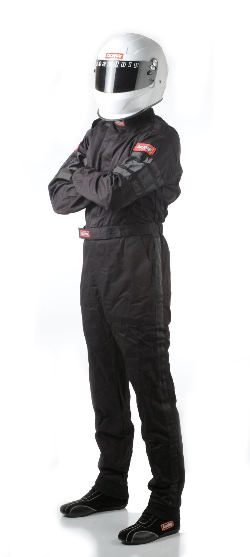 RACEQUIP 110005 Racing Driver Fire Suit One Piece Single Layer SFI 3.2A/ 1 Black Large