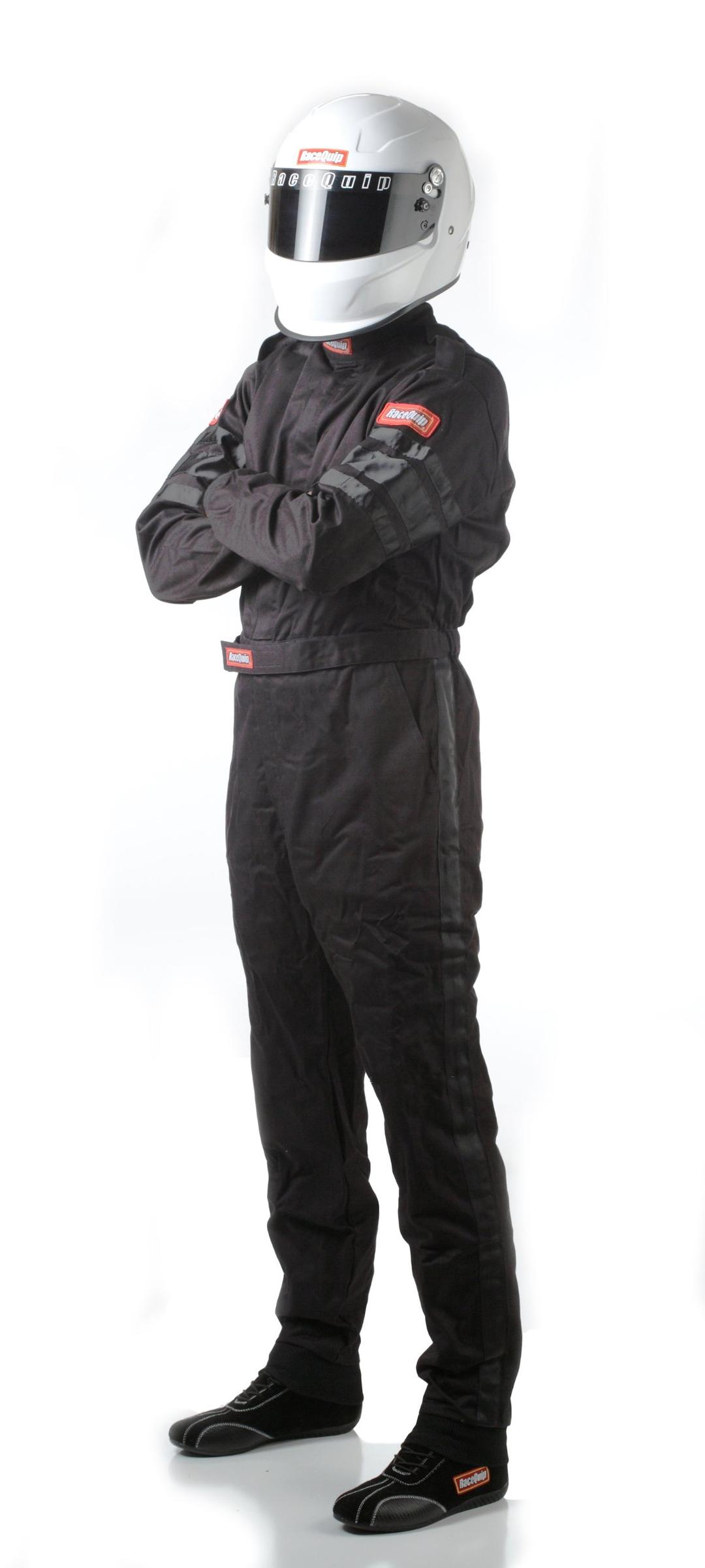 RACEQUIP 110006 Racing Driver Fire Suit One Piece Single Layer SFI 3.2A/ 1 Black X-Large - The Twister Group Tools product