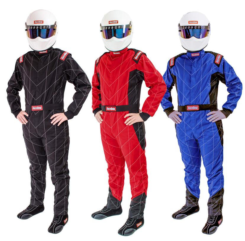 RACEQUIP 130905 Racing Driver Fire Suit One Piece Single Layer SFI 3.2A/ 1 Black Large