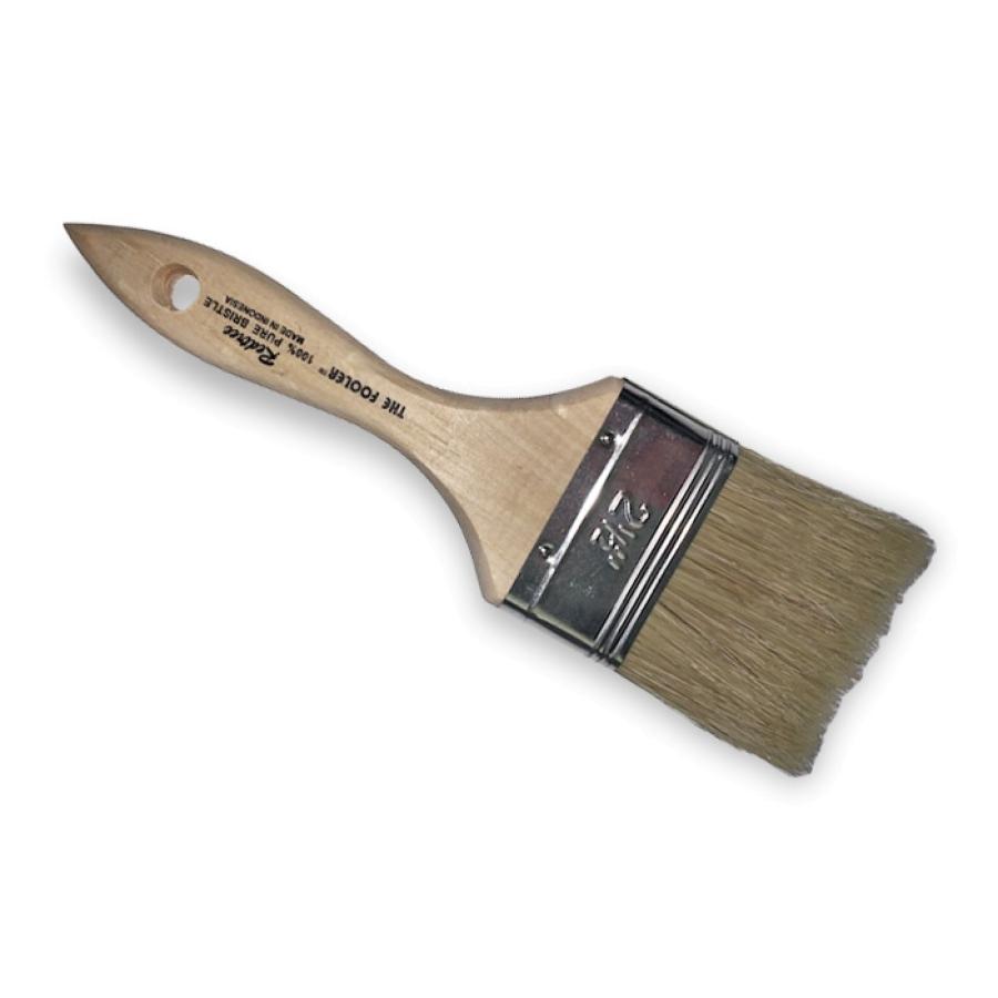 REDTREE 10025 FOOLER PAINT BRUSH (WHITE BRISTLE), 2-1/2 Inch Brush; 1/2 Inch Thickness; Double Thick Density Brush; White China Bristle; Sanded/ Pointed Wood Handle; Single; Disposable; 2 Inch Length Square Trim - High quality product image showing REDTREE 10025 FOOLER PAINT BRUSH (WHITE BRISTLE), 2-1/2 Inch Brush; 1/2 Inch Thickness; Double Thick Density Brush; White China Bristle; Sanded/ Pointed Wood Handle; Single; Disposable; 2 Inch Length Square Trim details and features