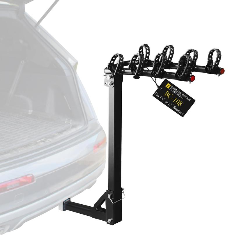 STROMBERG BC-108 Bike Rack for Cars, Trucks and SUVs - 4-Bike Post Mount Carrier for Motorhomes, Travel Trailers and Fifth Wheels - Bike Rack Receiver for 1-1/4 INCH 2 INCH - 120 LB Weight Capacity