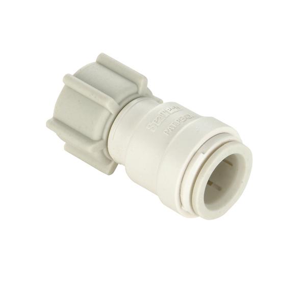 AQUALOCK 135101014 Fresh Water Fitting; AquaLock; Adapter; 1/2 Inch Female Quick Connect Copper Tube End x 3/4 Inch Female Garden Hose Thread Swivel End Nut; Straight; Off-White; Polysulfone (High Performance Thermal Plastic); Single - High quality product image showing AQUALOCK 135101014 Fresh Water Fitting; AquaLock; Adapter; 1/2 Inch Female Quick Connect Copper Tube End x 3/4 Inch Female Garden Hose Thread Swivel End Nut; Straight; Off-White; Polysulfone (High Performance Thermal Plastic); Single details and features