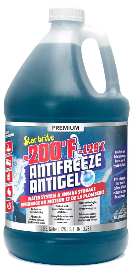 STAR BRITE 031600 -200 PREM NON-TOXIC RV ANTIFRZ GAL, Safe For Use In Fresh Water System And Engine; Anti-Gel; Burst Protection To -200 Degrees Fahrenheit; Freeze Protection -98 To -103 Degrees Fahrenheit; Non-Toxic Virgin Propylene Glycol Formula - The Twister Group Tools product