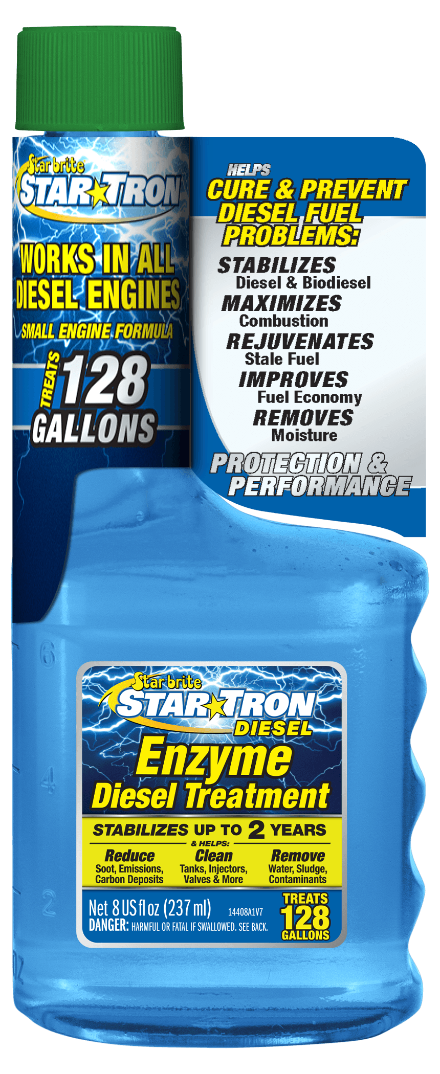 STAR BRITE 14408 Star Tron Enzyme Fuel Treatment - Automotive Diesel Formula - 1 oz. Treats 16 Gallons - 8 OZ - High quality product image showing STAR BRITE 14408 Star Tron Enzyme Fuel Treatment - Automotive Diesel Formula - 1 oz. Treats 16 Gallons - 8 OZ details and features