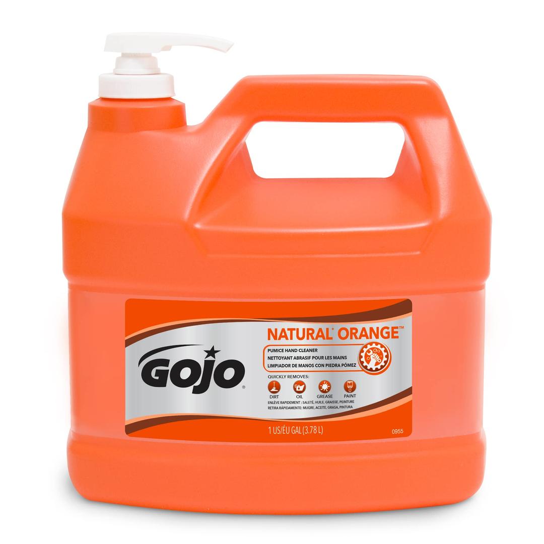 GOJO 0955 NATURAL ORANGE Pumice Hand Cleaner, 1 Gallon Quick Acting Lotion Hand Cleaner with Pumice Pump Bottle - 02 - The Twister Group Tools product