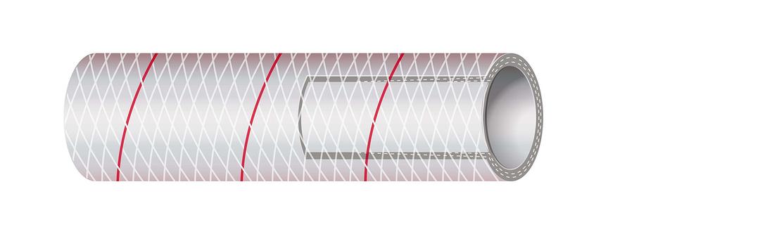 SIERRA 16-162-0586 All Clear PVC Tubing Polyester Reinforced (Red-Tracer) 5/8 INCH x 50FT All Clear PVC Tubing Polyester Reinforced (Red-Tracer) 5/8 INCH x 50 - The Twister Group Tools product