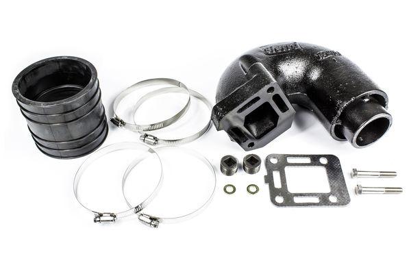 SIERRA 18-1975-1 RISER W/ EXHAUST TUBE, For 1982+ MCM 2.5 L And 3.0 L/ LX And Late Model Mercruiser 4 Cylinder Engines; Black; Cast Iron; Single; With Exhaust Elbow Gasket/ Exhaust Boot/ Hose Clamp/ Hardware Kit - The Twister Group Tools product