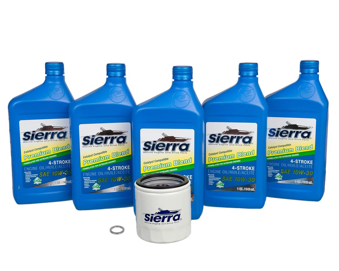 SIERRA 18-9392 Yamaha Outboard Oil Change Kit, Includes 5 Quarts 10W-30 Oil, Oil Filter, Crankcase Drain Gasket - The Twister Group Tools product