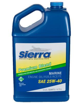 SIERRA 18-9400-4 25W40 OIL - 5 QT, SAE 25W-40; Premium Blend 4-Stroke Marine Stern Drive Engine Oil; 5 Quart Jug; Single; NMMA FC-W/ API-SJ/ CF-4/ CH-4 Certified - High quality product image showing SIERRA 18-9400-4 25W40 OIL - 5 QT, SAE 25W-40; Premium Blend 4-Stroke Marine Stern Drive Engine Oil; 5 Quart Jug; Single; NMMA FC-W/ API-SJ/ CF-4/ CH-4 Certified details and features