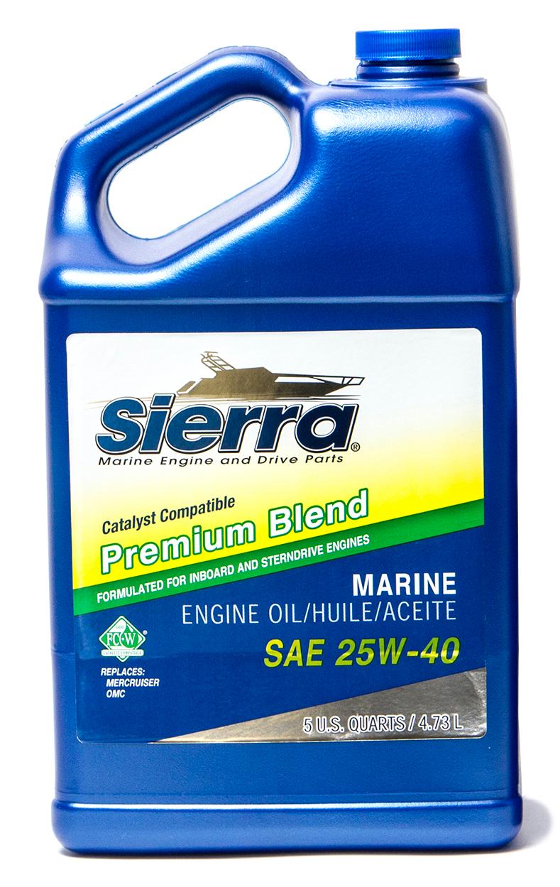 SIERRA 18-9400CAT-4 CATALYST OIL 25W40 5 QUART, SAE 25W-40; Premium Blend 4-Stroke Catalyst Engine Oil; 5 Quart Jug; Single; NMMA FC-W Certified - The Twister Group Tools product