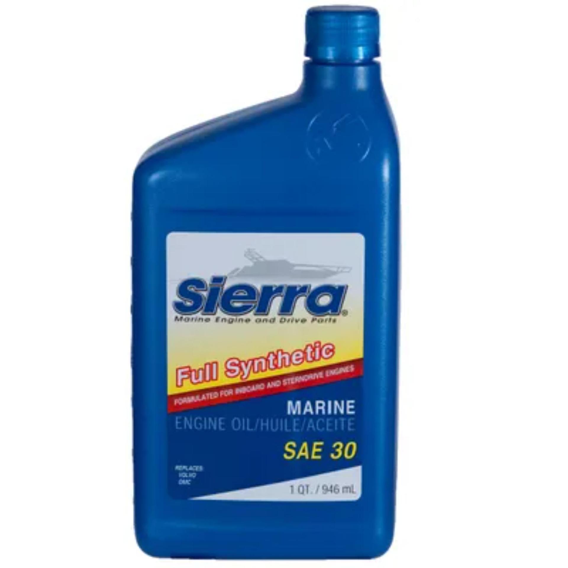SIERRA 18-9410-2 Oil; Marine Series; SAE 30; Full Synthetic; 1 Quart Bottle; Single; Marine Engine Oil; NMMA FC-W/ API-CF/SL Certified - High quality product image showing SIERRA 18-9410-2 Oil; Marine Series; SAE 30; Full Synthetic; 1 Quart Bottle; Single; Marine Engine Oil; NMMA FC-W/ API-CF/SL Certified details and features