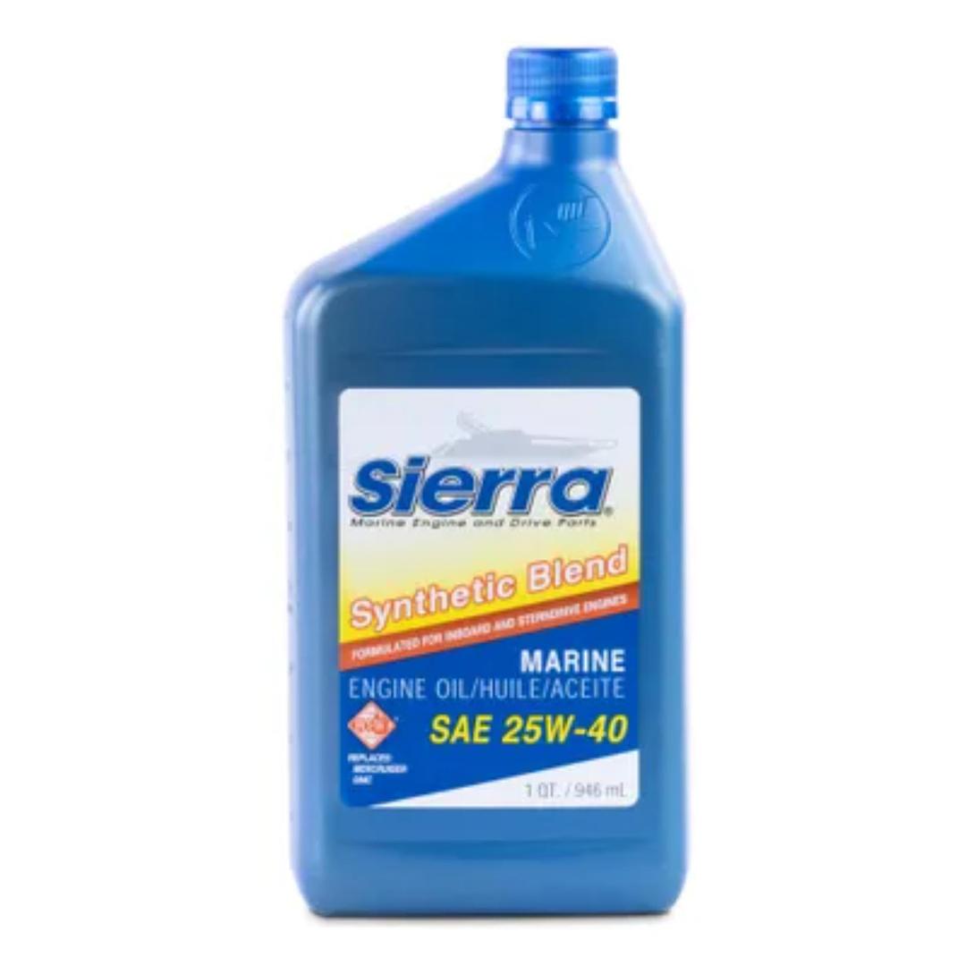 SIERRA 18-9440-2 Oil; Marine Series; SAE 25W-40; Synthetic Blend; 1 Quart Bottle; Single; 4-Cycle Marine Engine Oil; NMMA FC-W/ API-SL Certified - The Twister Group Tools product