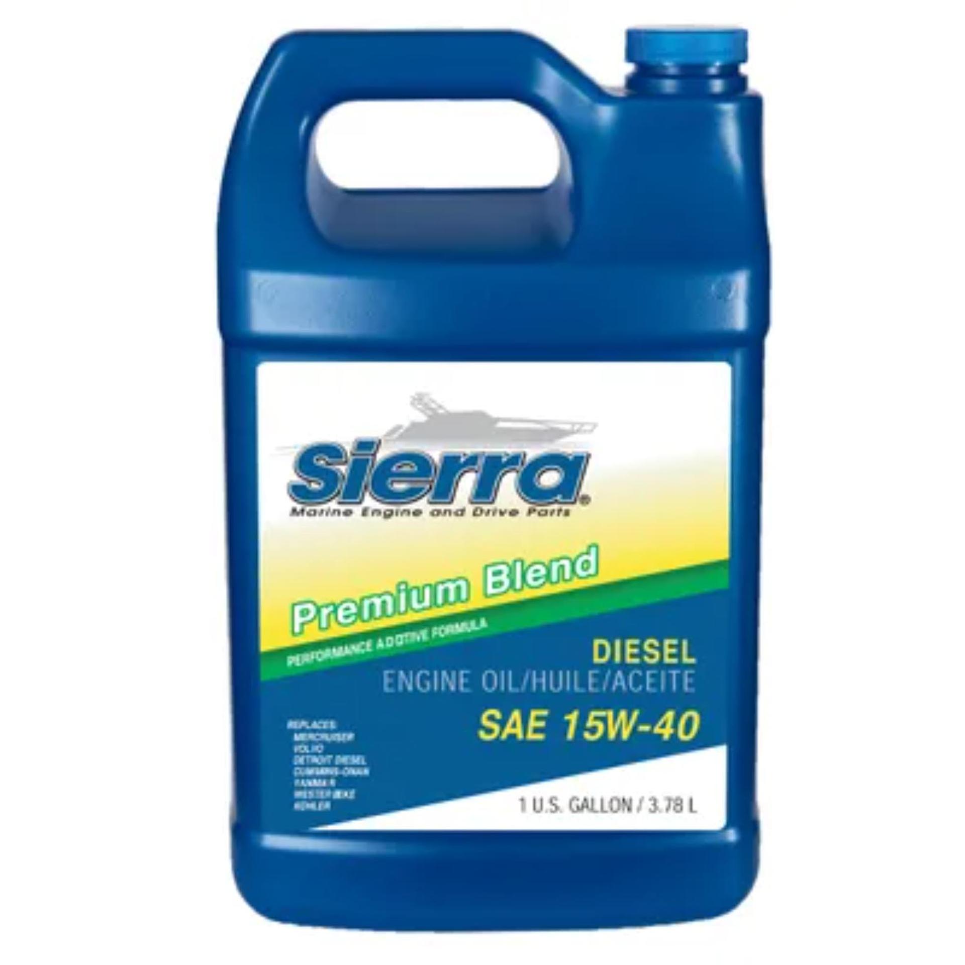 SIERRA 18-9553-3 Oil; Marine Series; SAE 15W-40; Premium Blend Diesel Oil; 1 Gallon Jug; Single; CAT ECF-2/ ECF-1/ DHD-1 Certified - High quality product image showing SIERRA 18-9553-3 Oil; Marine Series; SAE 15W-40; Premium Blend Diesel Oil; 1 Gallon Jug; Single; CAT ECF-2/ ECF-1/ DHD-1 Certified details and features