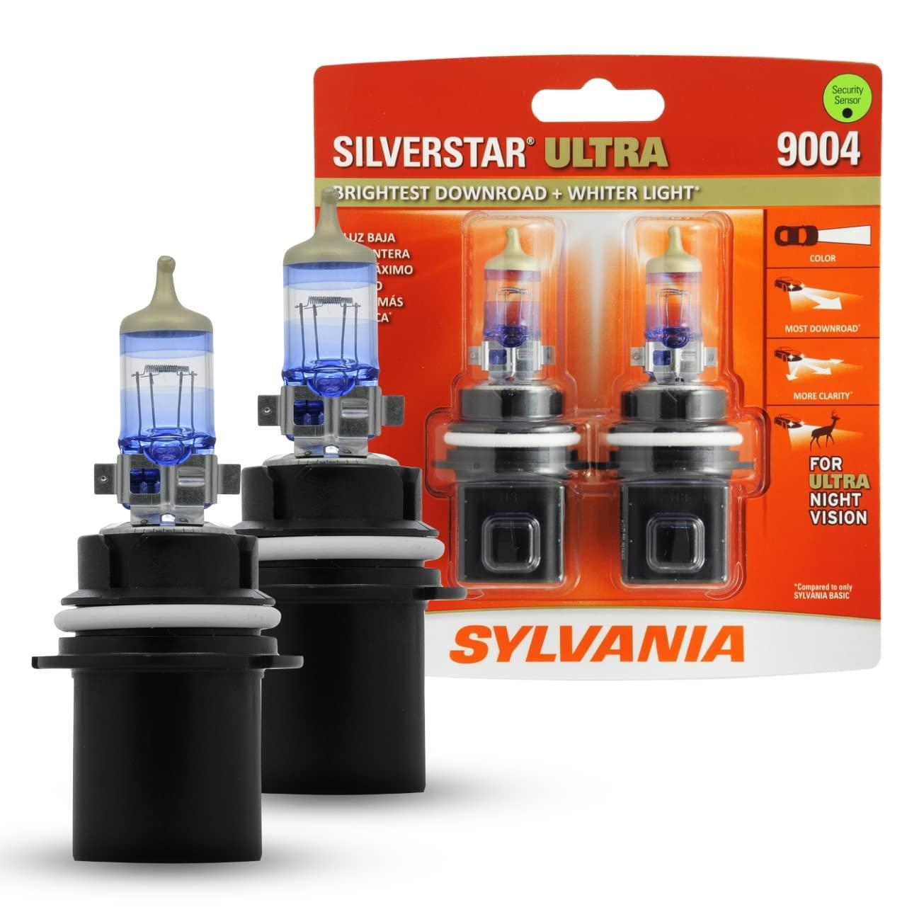 SYLVANIA 9004SU.BP2 9004 SilverStar Ultra - High Performance Halogen Headlight Bulb, High Beam, Low Beam and Fog Replacement Bulb, Brightest Downroad with Whiter Light, Tri-Band Technology (Contains 2 Bulbs) - High quality product image showing SYLVANIA 9004SU.BP2 9004 SilverStar Ultra - High Performance Halogen Headlight Bulb, High Beam, Low Beam and Fog Replacement Bulb, Brightest Downroad with Whiter Light, Tri-Band Technology (Contains 2 Bulbs) details and features