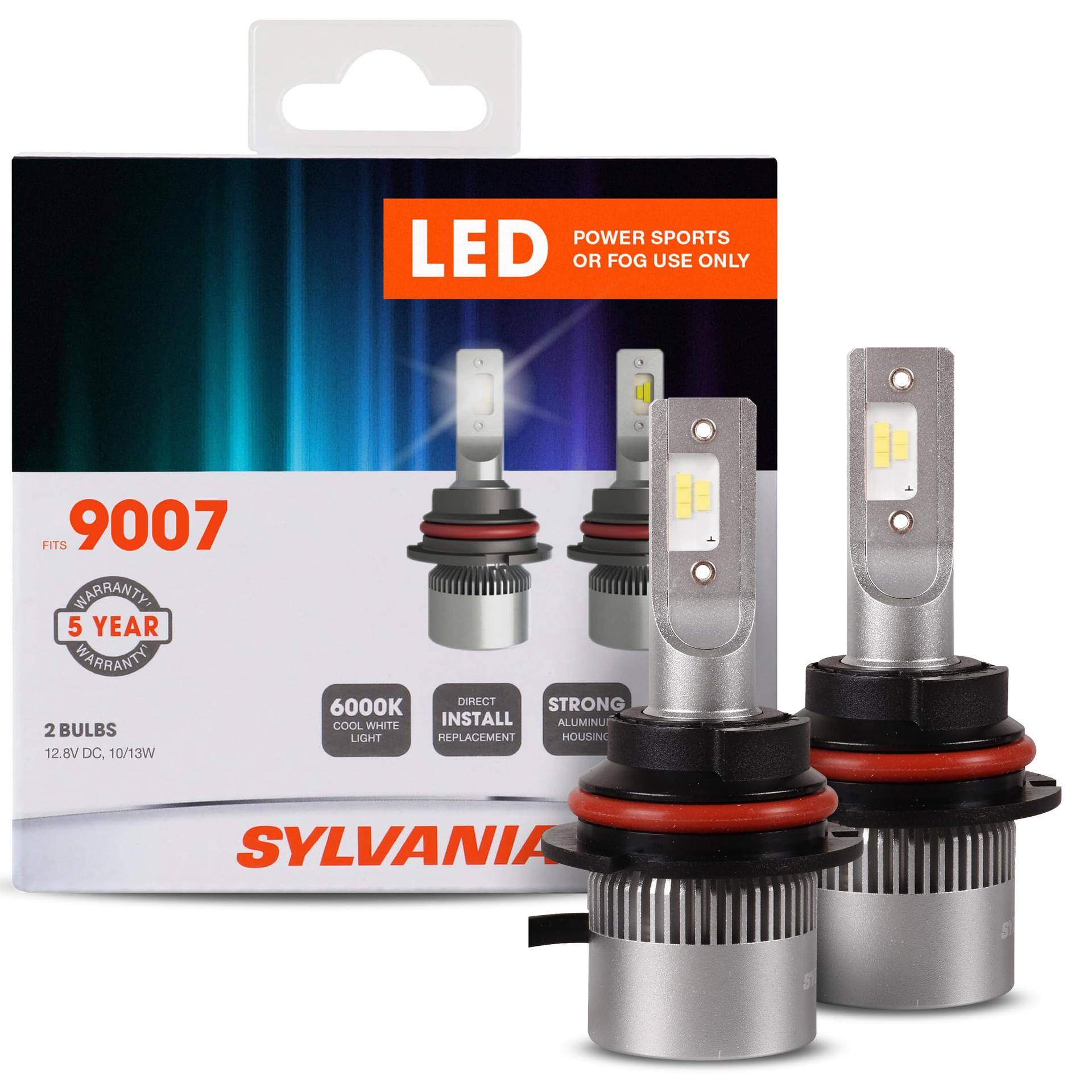 SYLVANIA 9007SL.BX2 9007 LED Powersport Headlight Bulbs for Off-Road Use or Fog Lights - 2 Pack - High quality product image showing SYLVANIA 9007SL.BX2 9007 LED Powersport Headlight Bulbs for Off-Road Use or Fog Lights - 2 Pack details and features