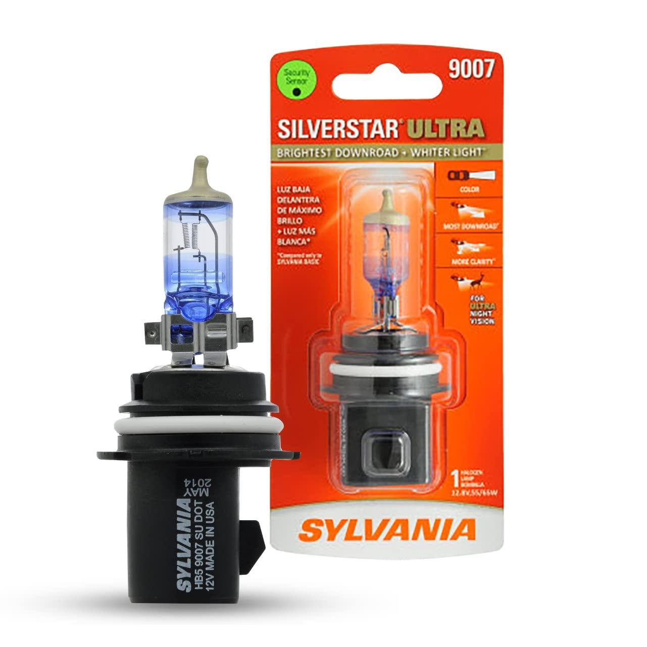 SYLVANIA 9007SU.BP 9007 SilverStar Ultra - High Performance Halogen Headlight Bulb, High Beam, Low Beam and Fog Replacement Bulb, Brightest Downroad with Whiter Light, Tri-Band Technology (Contains 1 Bulb) - High quality product image showing SYLVANIA 9007SU.BP 9007 SilverStar Ultra - High Performance Halogen Headlight Bulb, High Beam, Low Beam and Fog Replacement Bulb, Brightest Downroad with Whiter Light, Tri-Band Technology (Contains 1 Bulb) details and features
