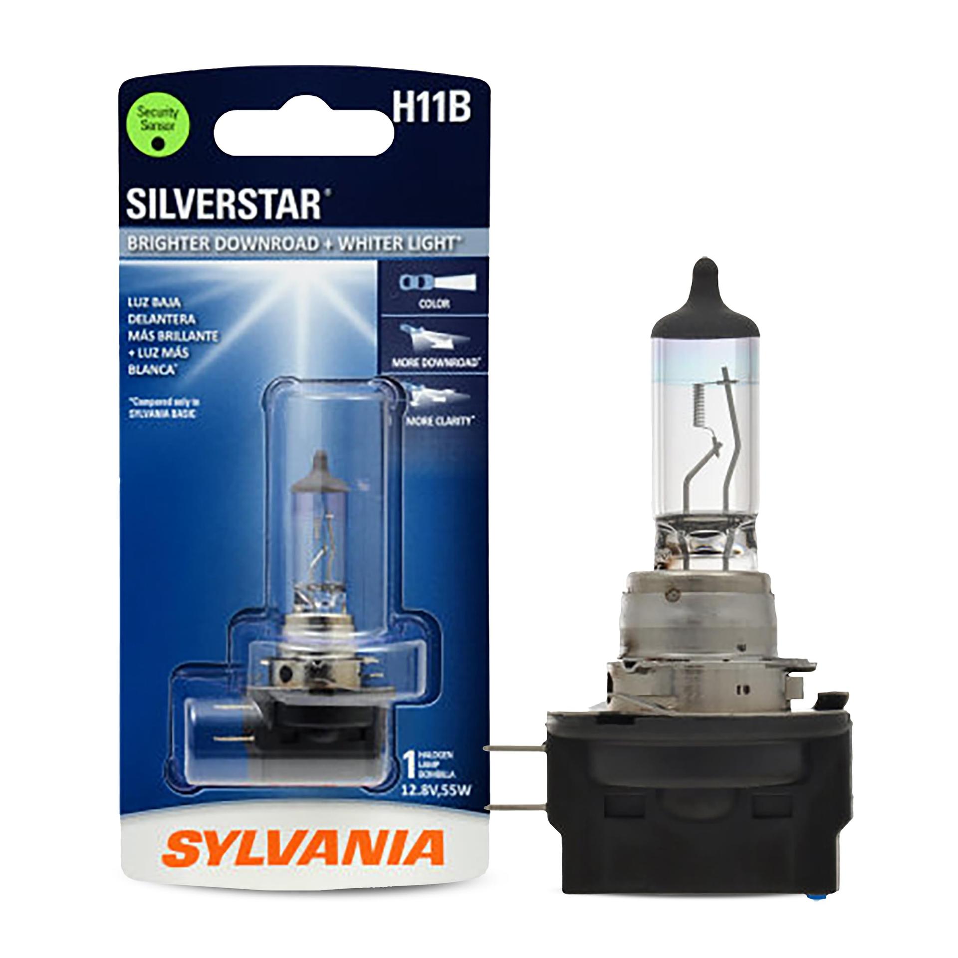 SYLVANIA H11BST.BP H11B SilverStar - High Performance Halogen Headlight Bulb, High Beam, Low Beam and Fog Replacement Bulb, Brighter Downroad with Whiter Light (Contains 1 Bulb) - High quality product image showing SYLVANIA H11BST.BP H11B SilverStar - High Performance Halogen Headlight Bulb, High Beam, Low Beam and Fog Replacement Bulb, Brighter Downroad with Whiter Light (Contains 1 Bulb) details and features