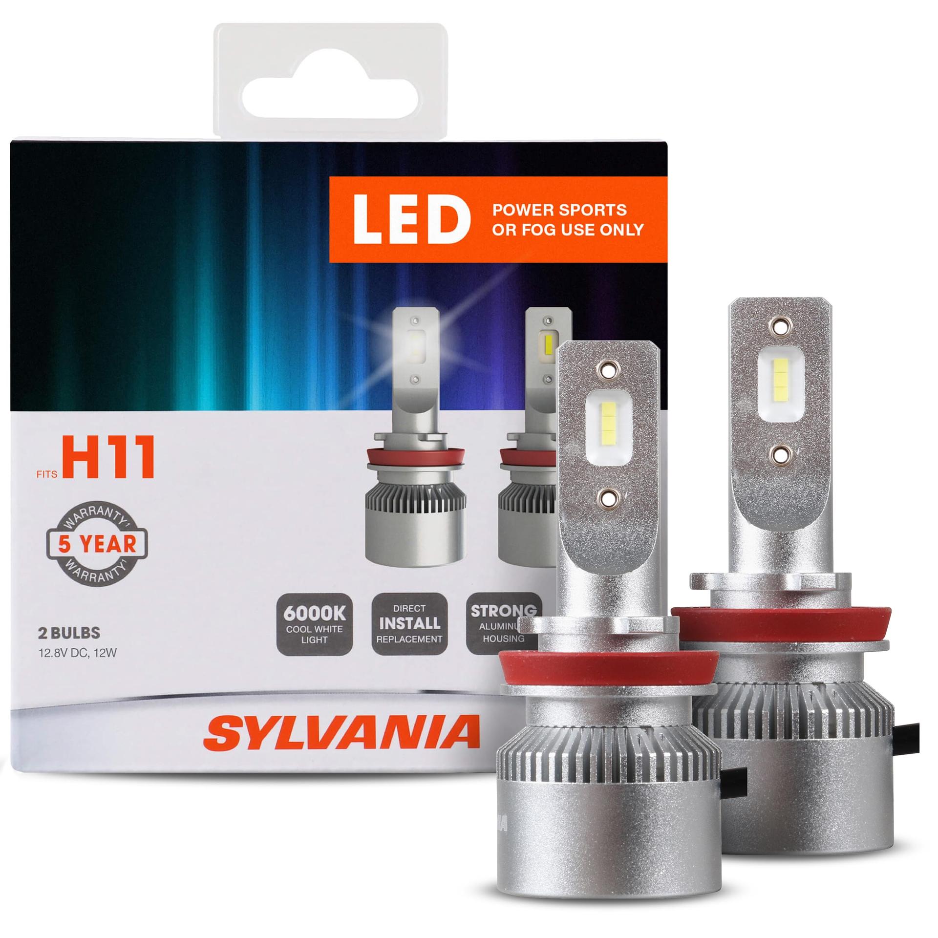 SYLVANIA H11SL.BX2 H11 LED Powersport Headlight Bulbs for Off-Road Use or Fog Lights - 2 Pack - High quality product image showing SYLVANIA H11SL.BX2 H11 LED Powersport Headlight Bulbs for Off-Road Use or Fog Lights - 2 Pack details and features
