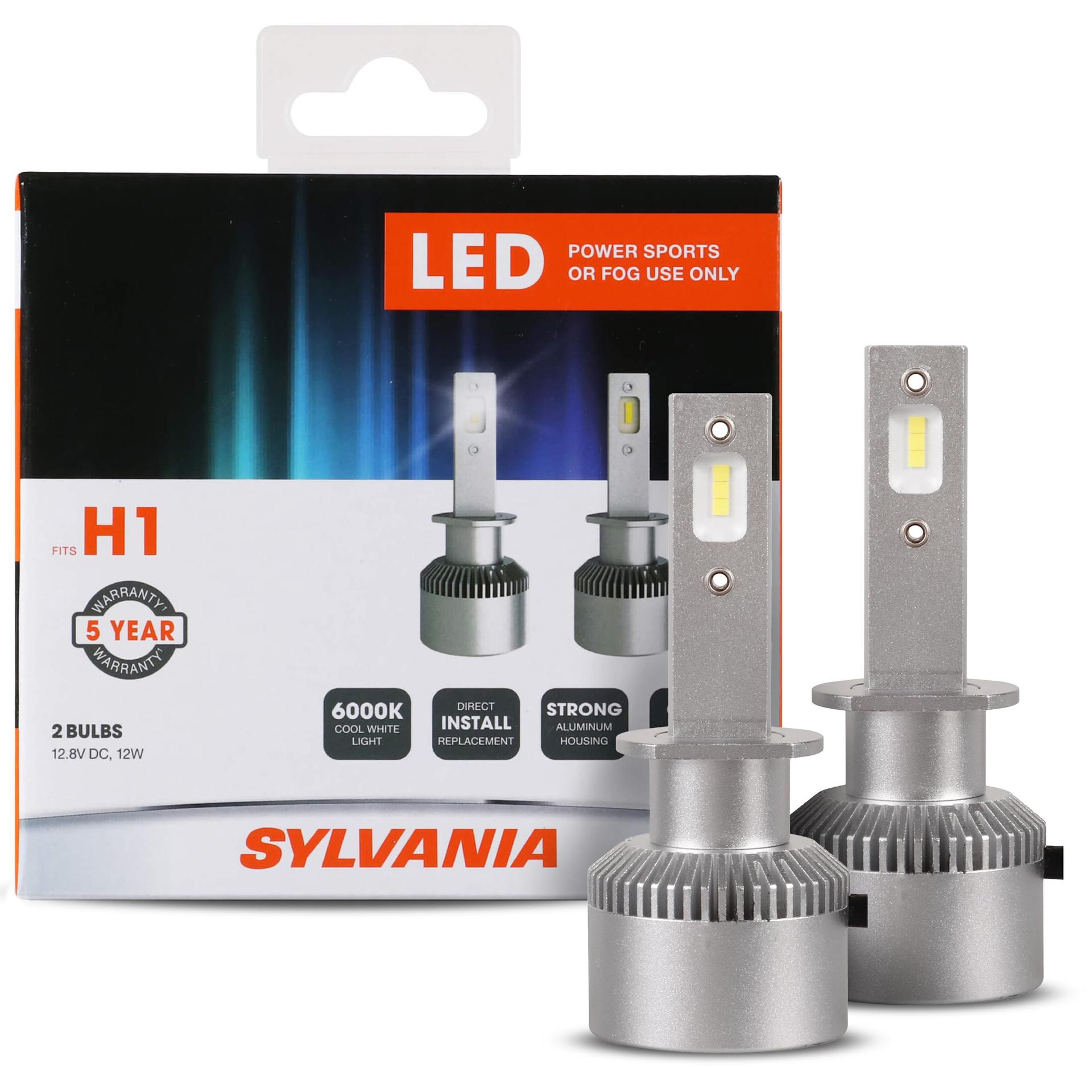 SYLVANIA H1SL.BX2 H1 LED Powersport Headlight Bulbs for Off-Road Use or Fog Lights - 2 Pack - High quality product image showing SYLVANIA H1SL.BX2 H1 LED Powersport Headlight Bulbs for Off-Road Use or Fog Lights - 2 Pack details and features
